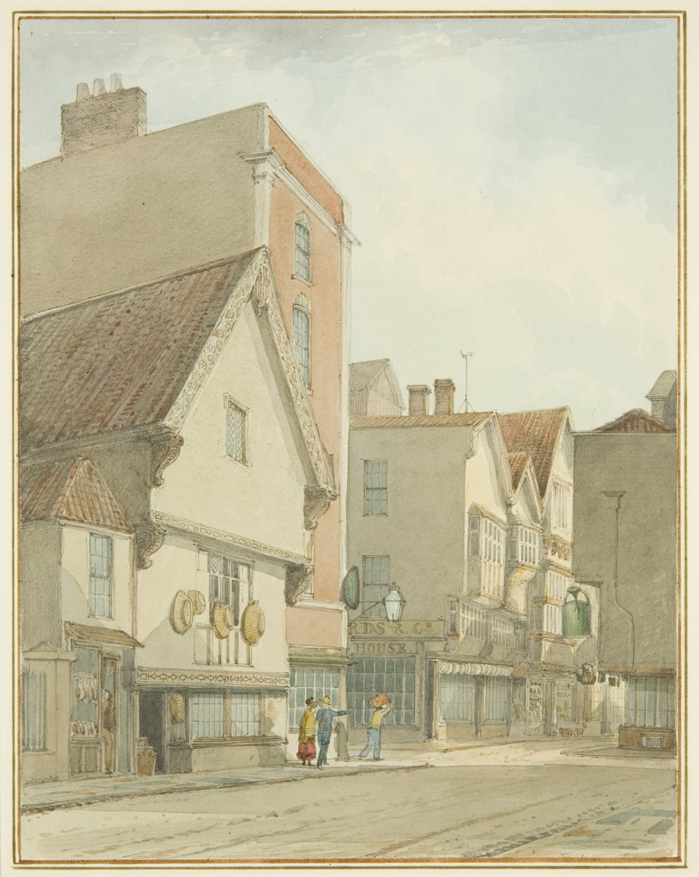 Peter Street och Mary-le-Port Street (akvarell över penna på papper) av Thomas Leeson the Elder Rowbotham