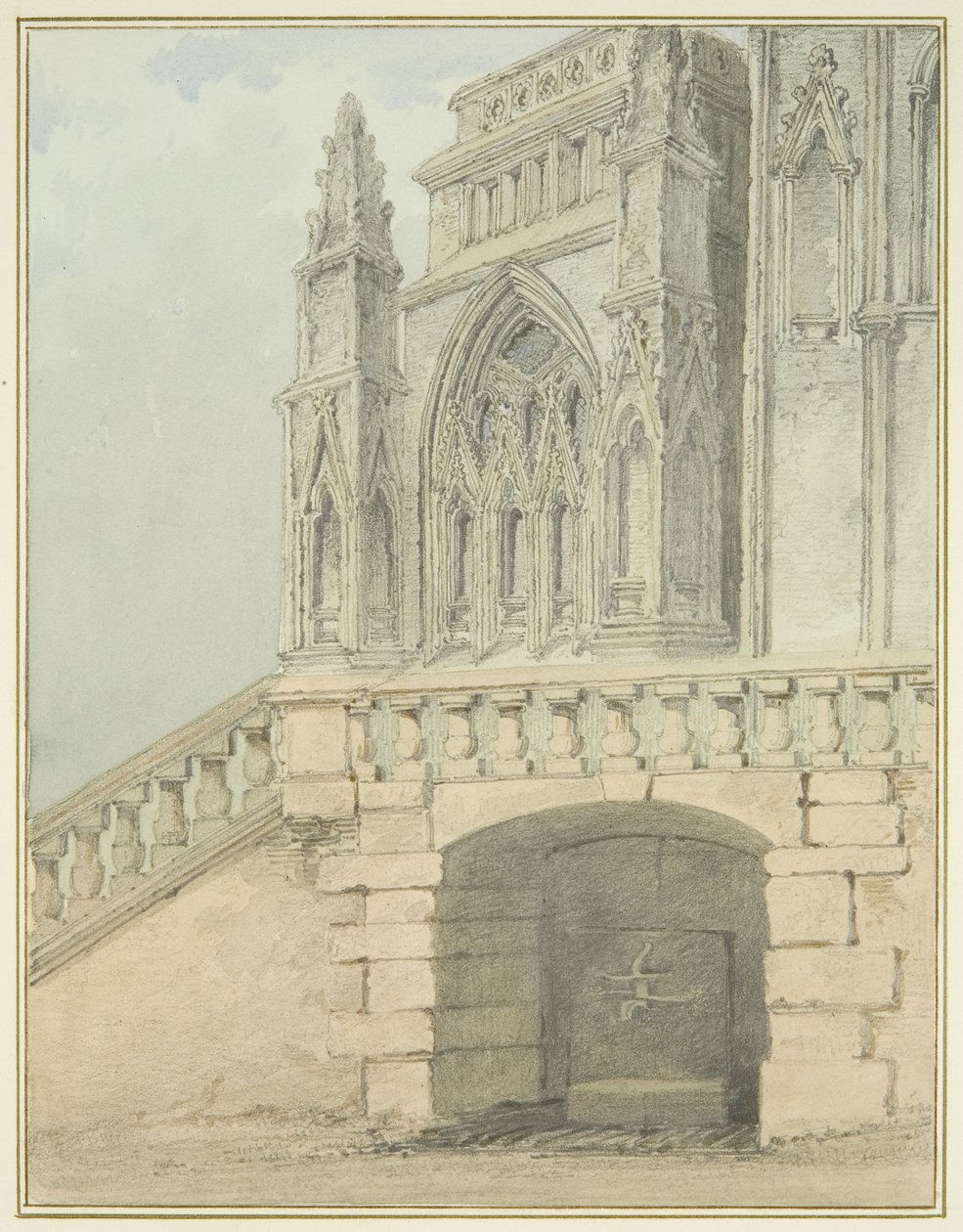 Redcliffe Conduit och en del av North Porch (akvarell på papper) av Thomas Leeson the Elder Rowbotham