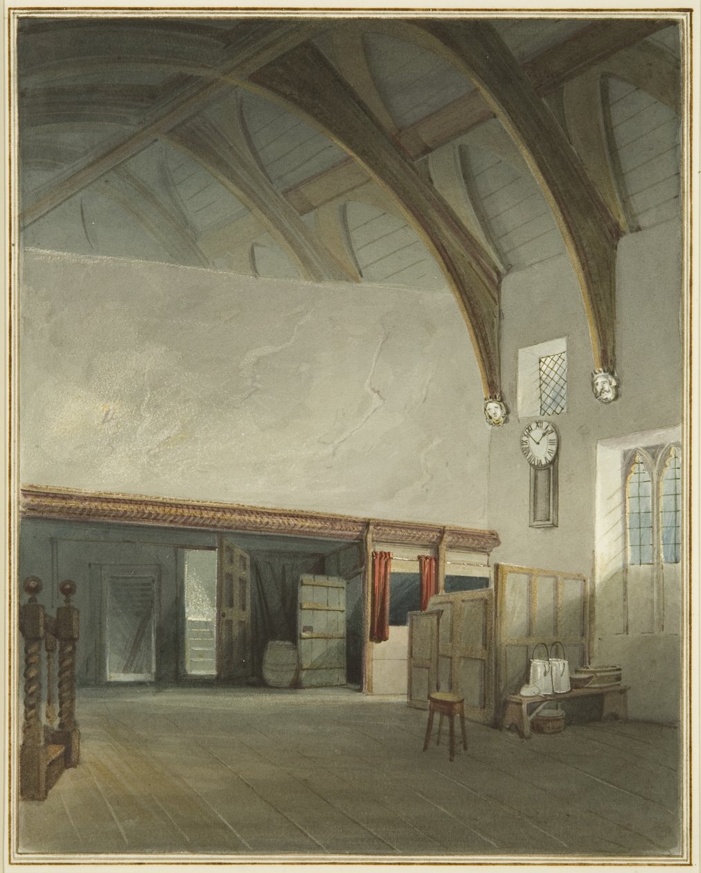 Rum i ett hus i Cider House Passage, utanför Broad Street (akvarell på papper) av Thomas Leeson the Elder Rowbotham