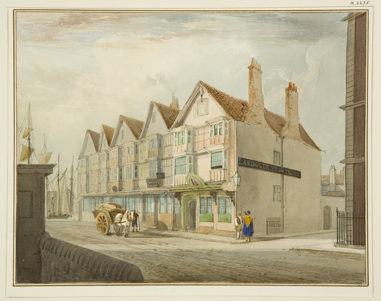 Södra sidan av King Street med Llandoger Trow av Thomas Leeson the Elder Rowbotham