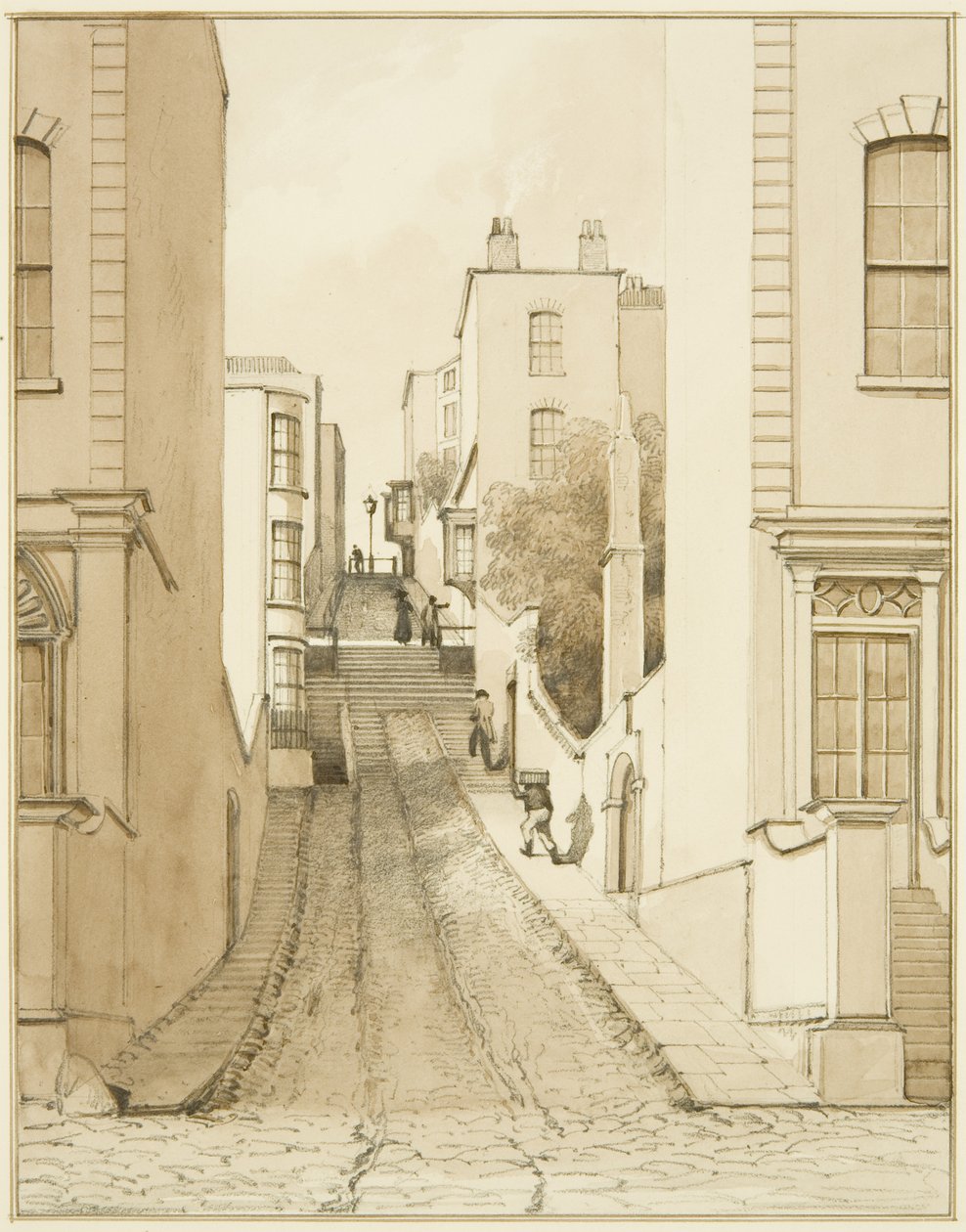 Spring Hill från King Square (penna och akvarell på papper) av Thomas Leeson the Elder Rowbotham