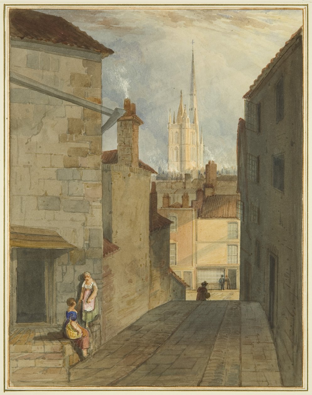 Steg från Trenchard Lane till Host Street (akvarell på papper) av Thomas Leeson the Elder Rowbotham