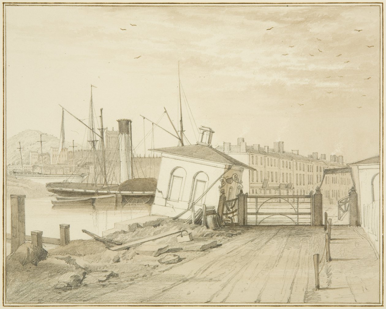 Nedsänkning av Toll House, på Prince Street Bridge, 1828 av Thomas Leeson the Elder Rowbotham