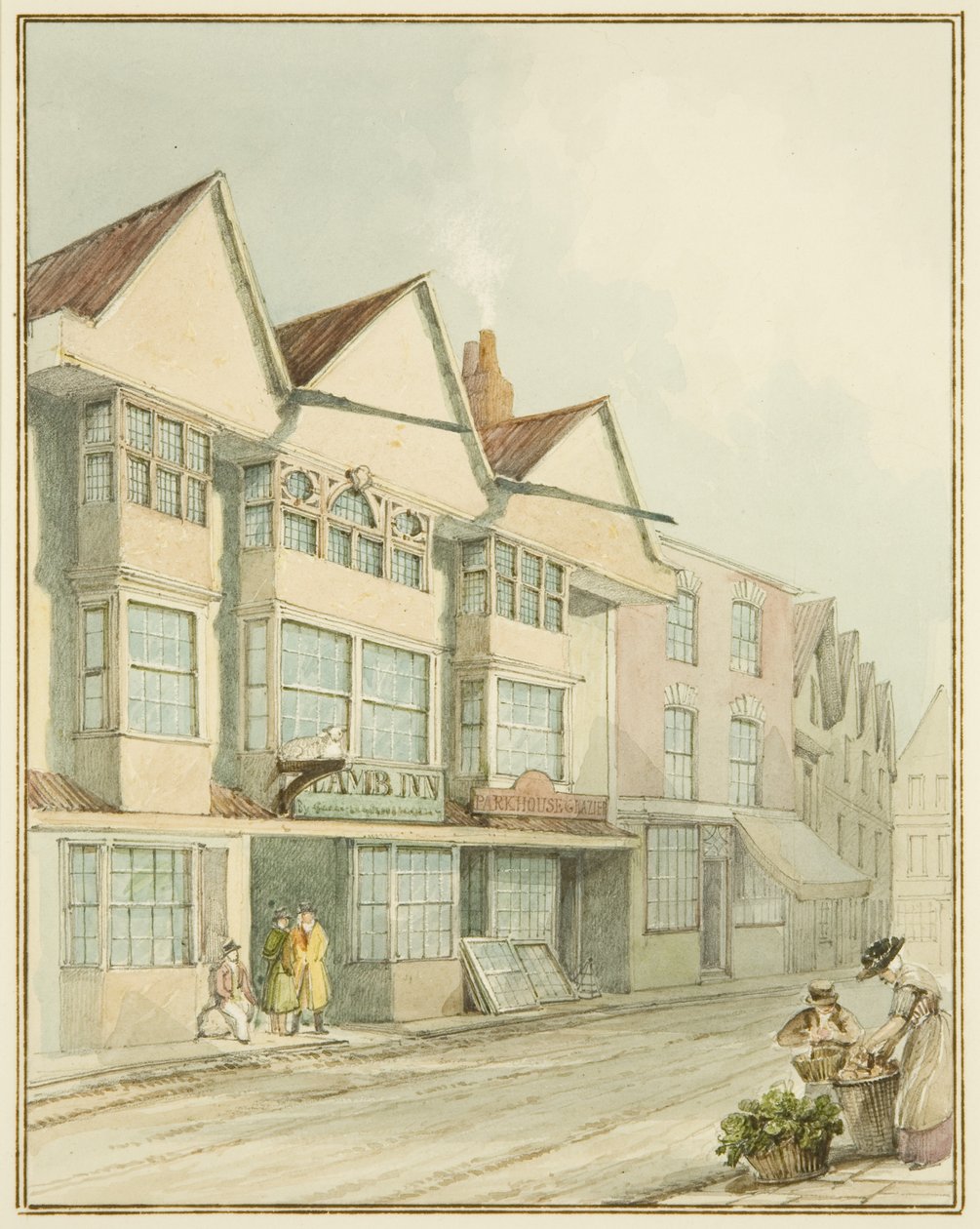 The Lamb Inn, West Street (akvarell på papper) av Thomas Leeson the Elder Rowbotham