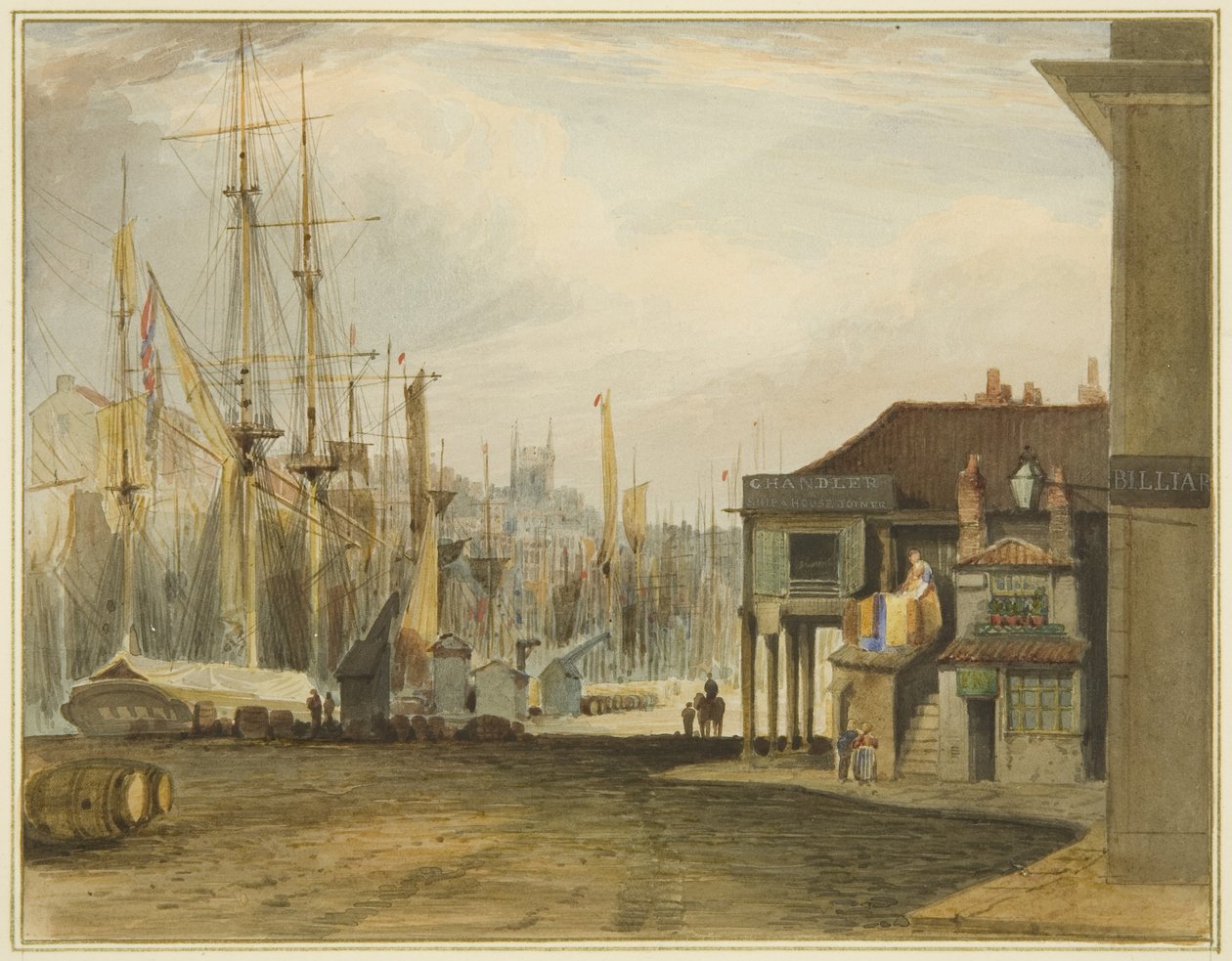 Kajen, med utsikt mot norr, med Old Corn Exchange av Thomas Leeson the Elder Rowbotham