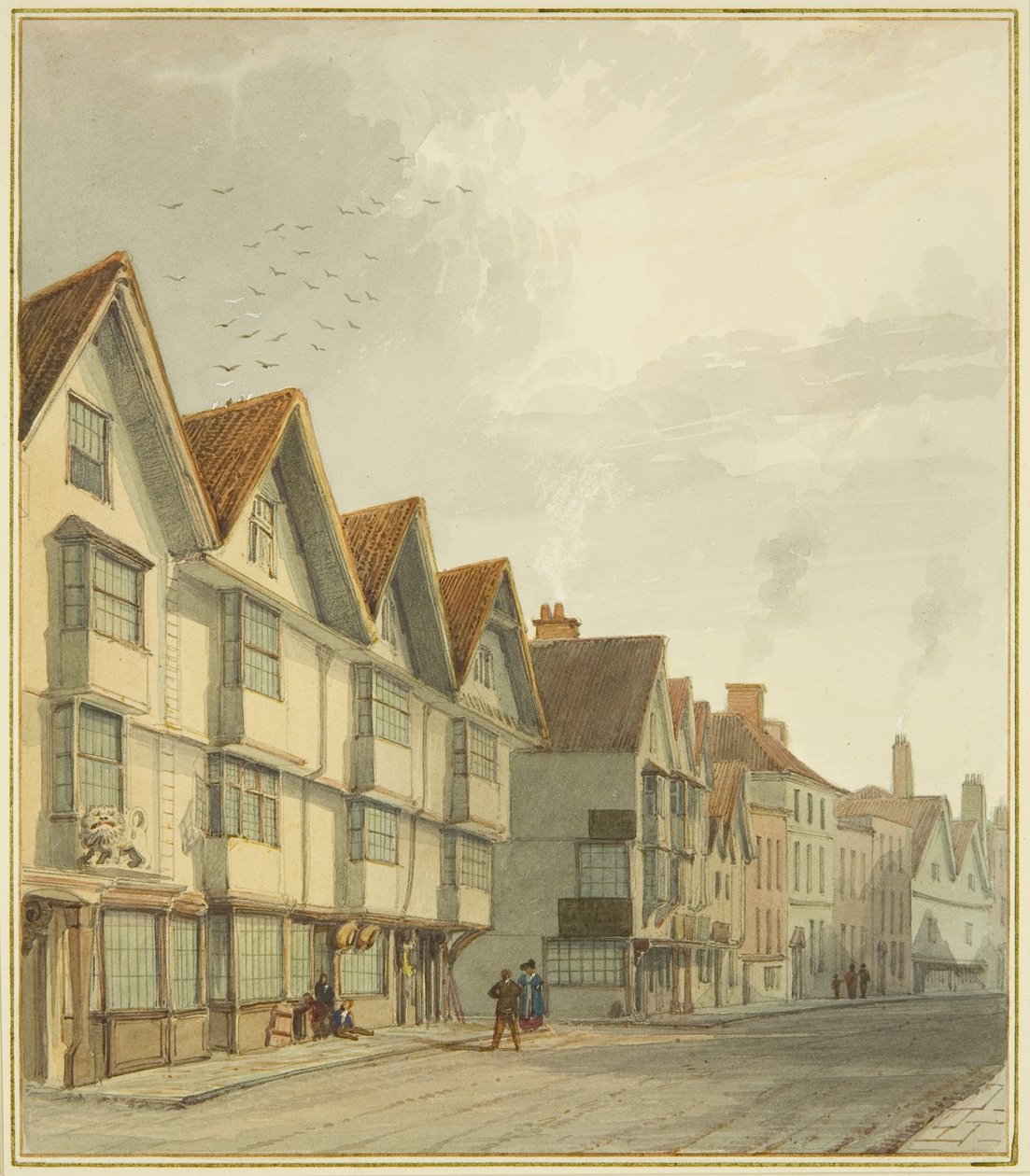 Thomas Street, som visar "White Lion" (akvarell på papper) av Thomas Leeson the Elder Rowbotham
