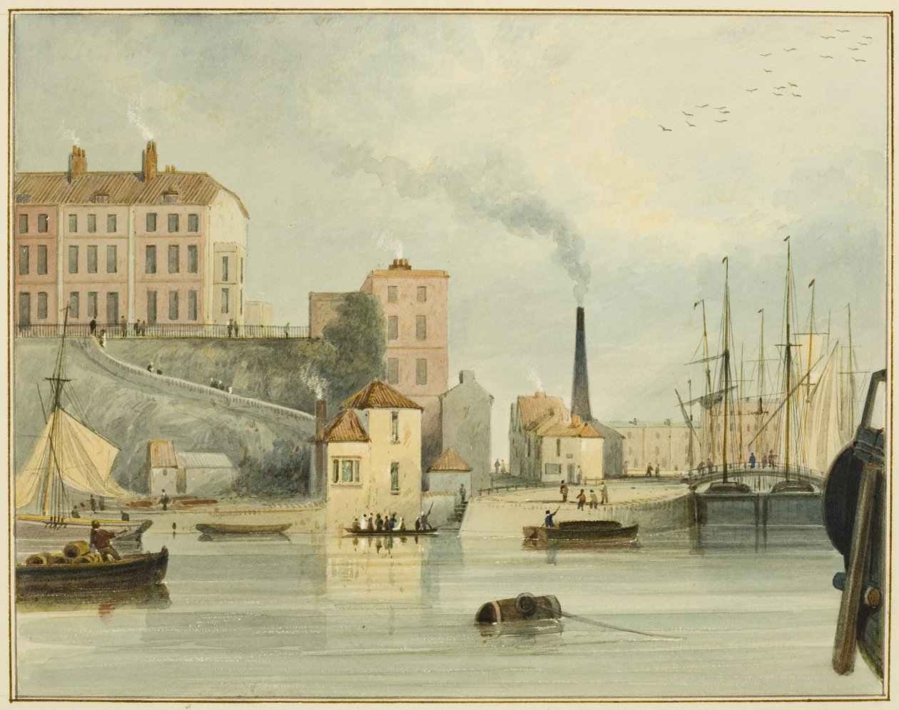 West End of Redcliffe Parade, som visar ingångsportarna till Bathurst Basin av Thomas Leeson the Elder Rowbotham