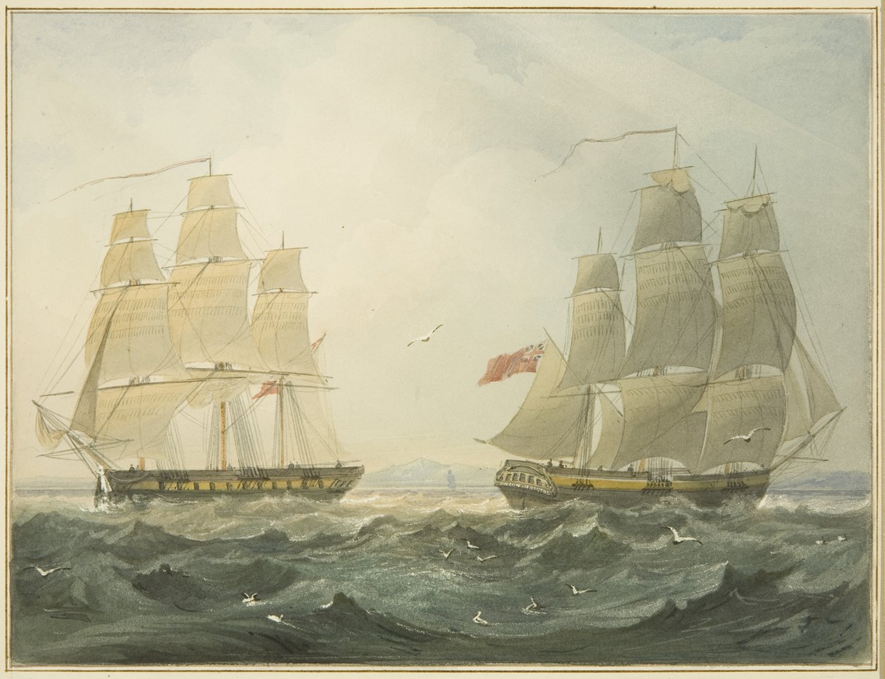 West Indiaman "Union" och "Ann" kommer upp Bristol Channel av Thomas Leeson the Elder Rowbotham