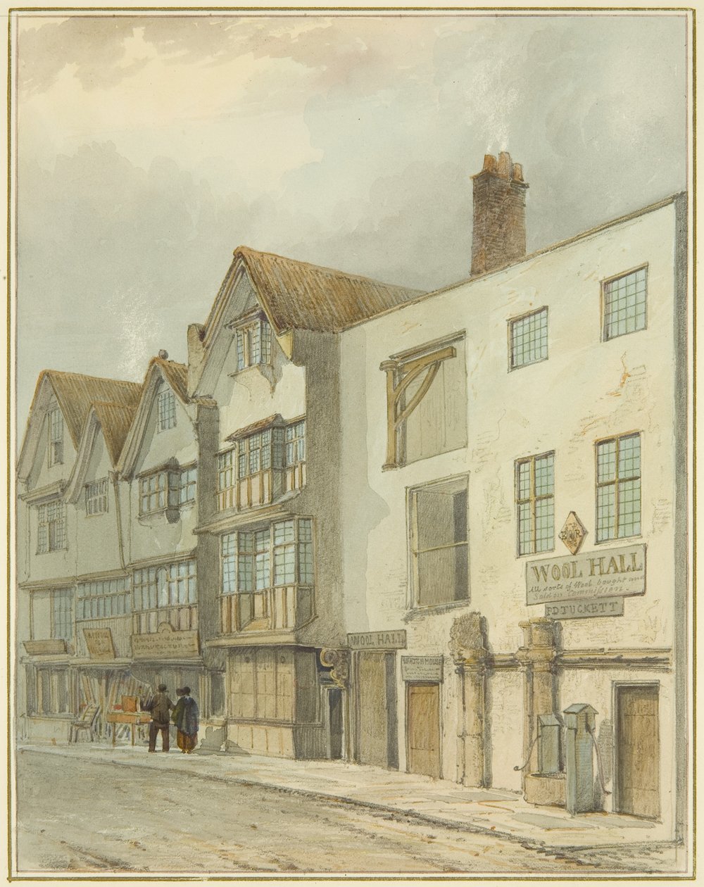 Wool Hall i Thomas Street (akvarell på papper) av Thomas Leeson the Elder Rowbotham