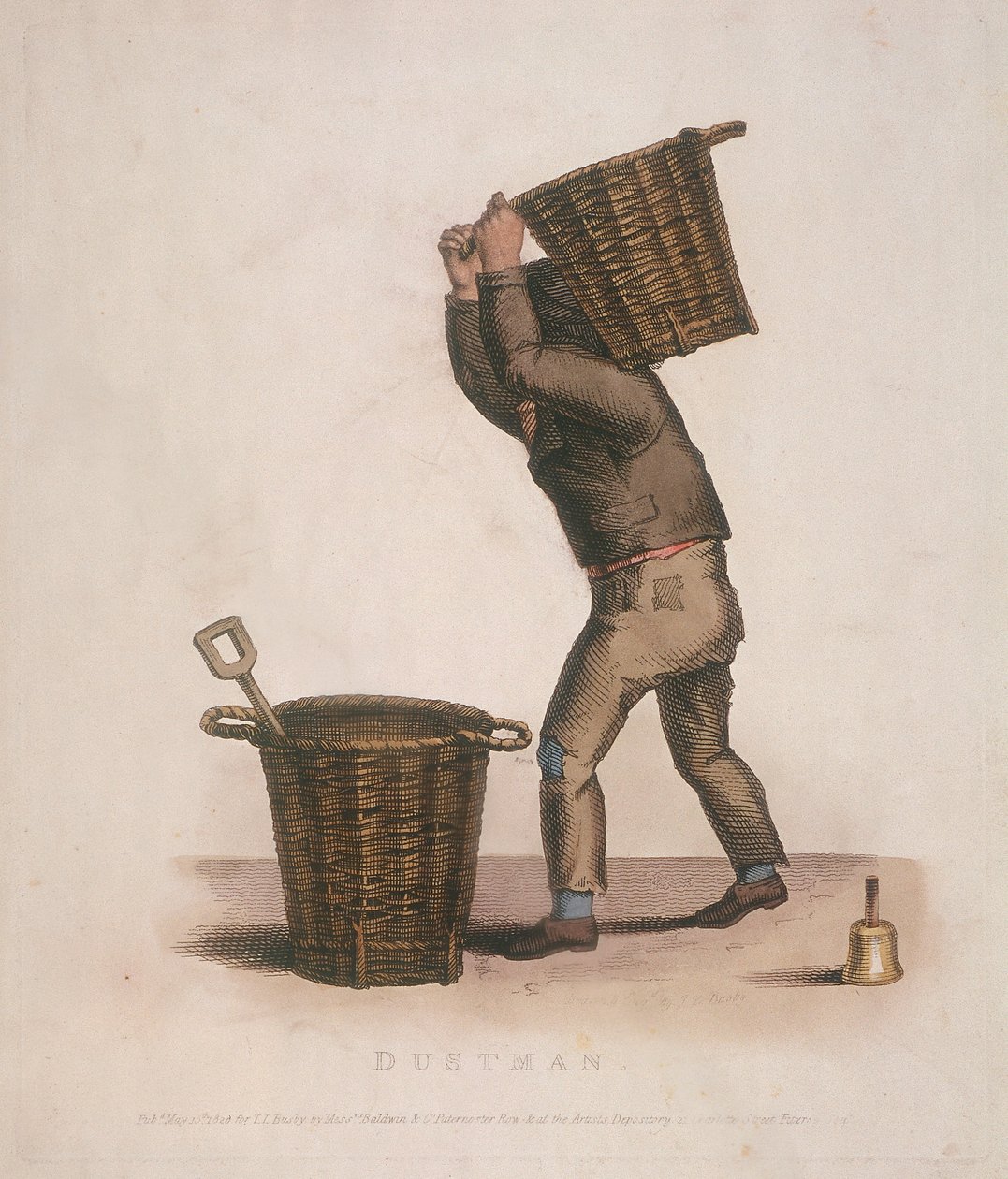 Dustman bär en korg med sopor på ryggen, 1820 av Thomas Lord Busby