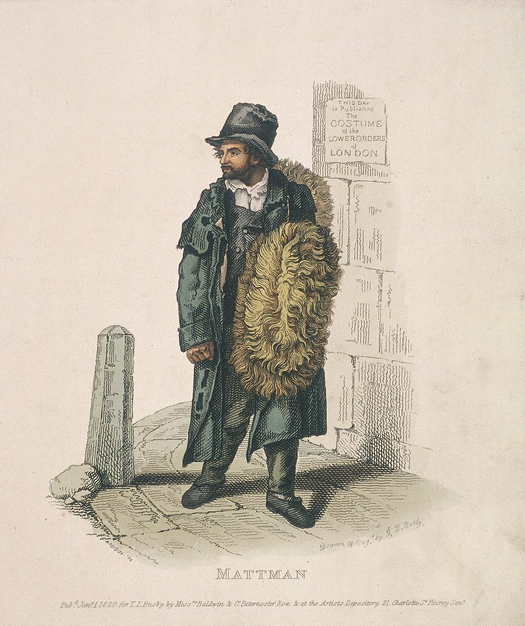 Matt säljare bär sina varor på axeln, 1820 av Thomas Lord Busby