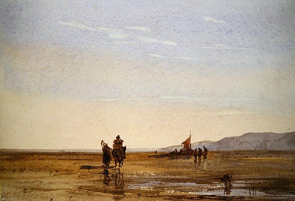 Strandscen (akvarell på papper) av Thomas Lound