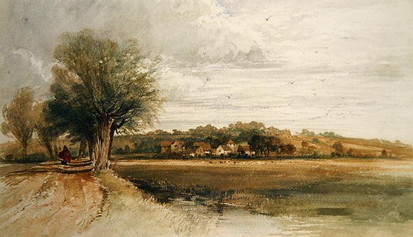 Figurer på en stig (akvarell på papper) av Thomas Lound