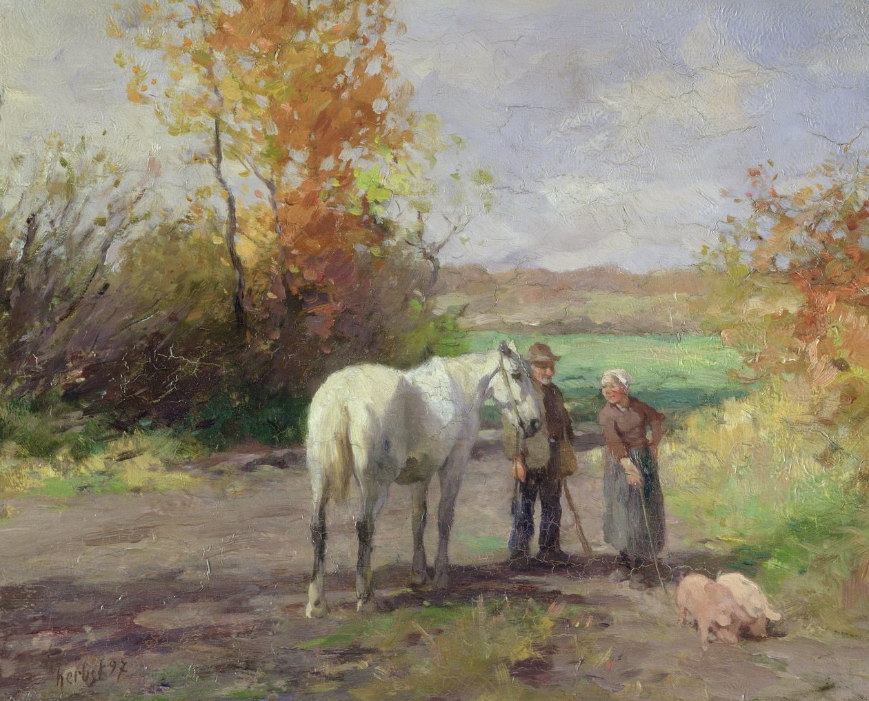 Möte på väg till fältet, 1897 av Thomas Ludwig Herbst