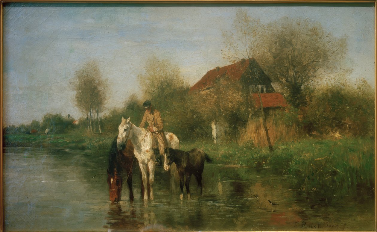 Hästar på vattnet av Thomas Ludwig Herbst