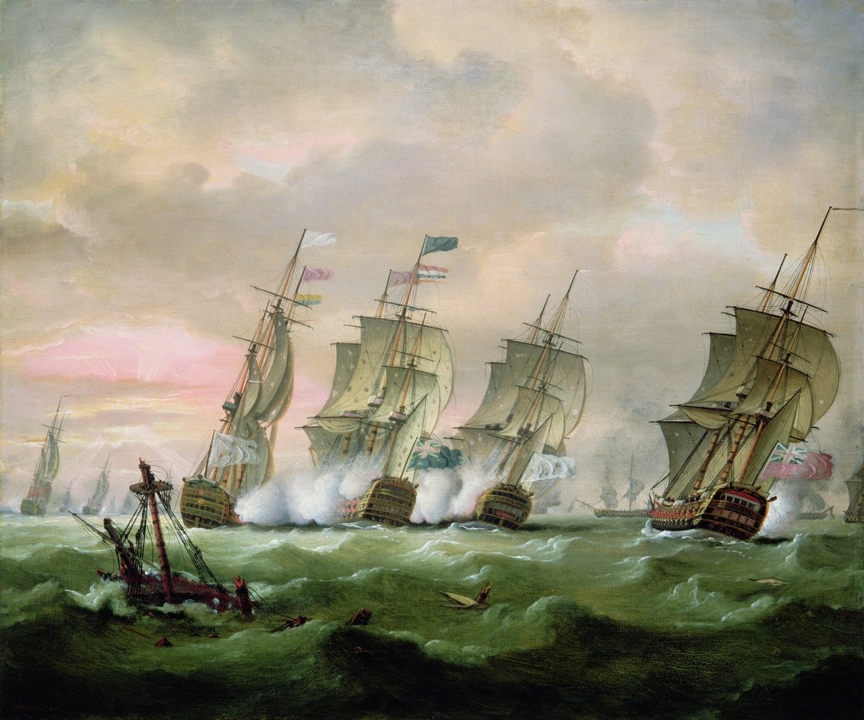Amiral Sir Edward Hawke besegrar amiral M. de Conflans i Biscayabukten. av Thomas Luny