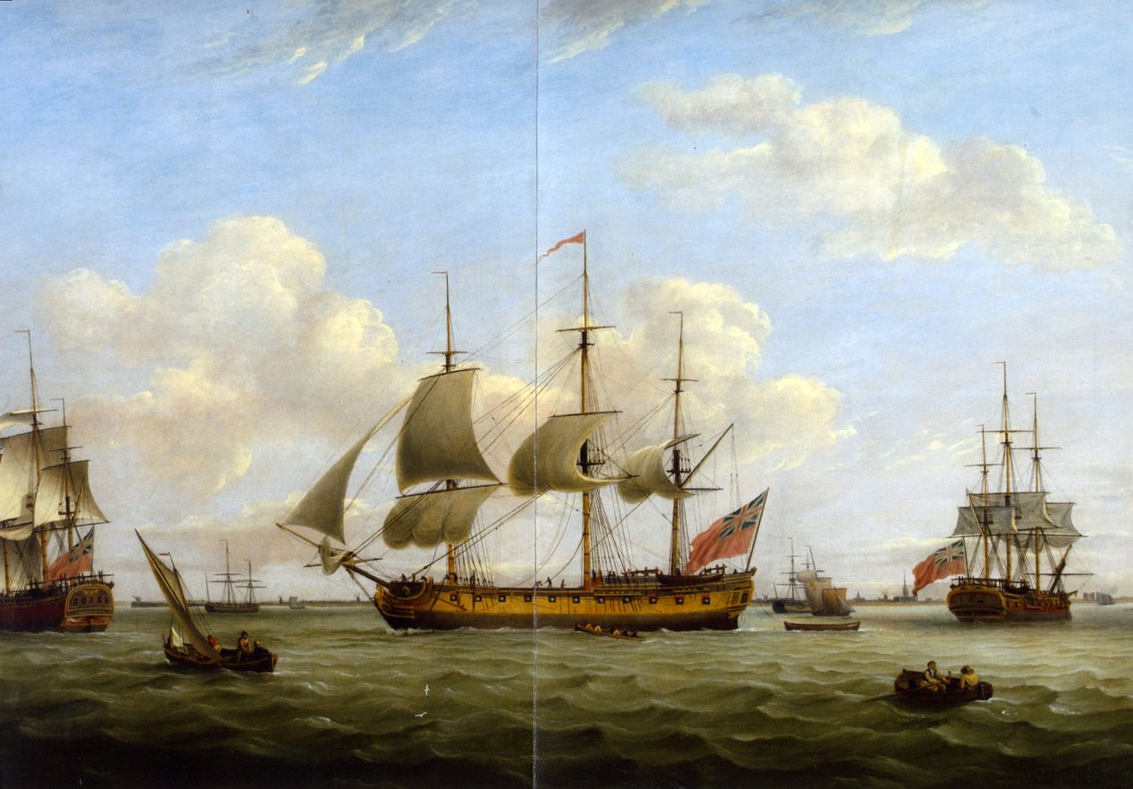 HMS Maria Anna-Earl av Chatham- Achilles-Thomas Luny av Thomas Luny