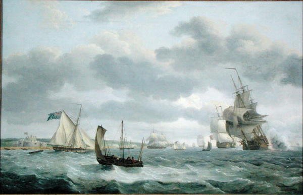 Men-of-War och andra fartyg i en bris utanför Dover av Thomas Luny