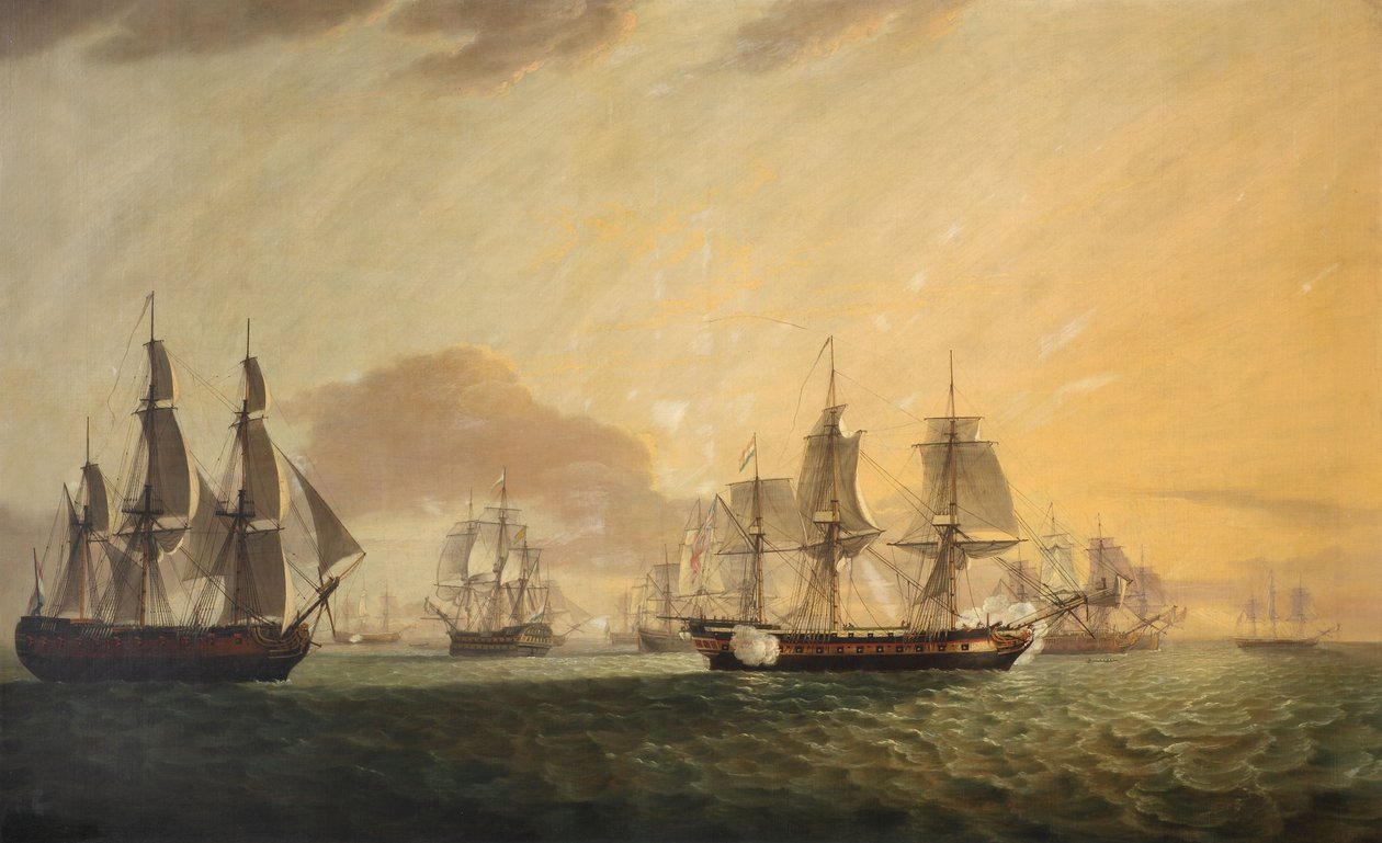 "General Goddard" kapar holländska ostindiefarare, slutet av 1700-talet - början av 1800-talet (olja på duk) av Thomas Luny