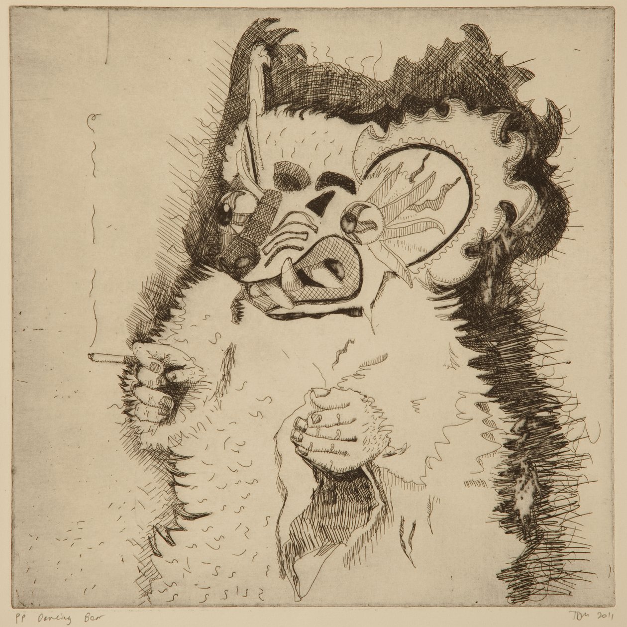 Dancing Bear, Printers proof före akvatint av Thomas MacGregor