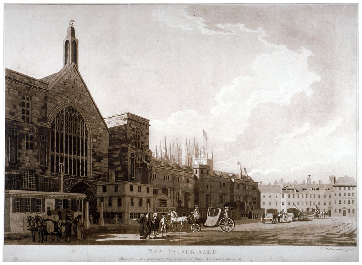 New Palace Yard och ingången till Westminster Hall, London, 1782. av Thomas Malton II