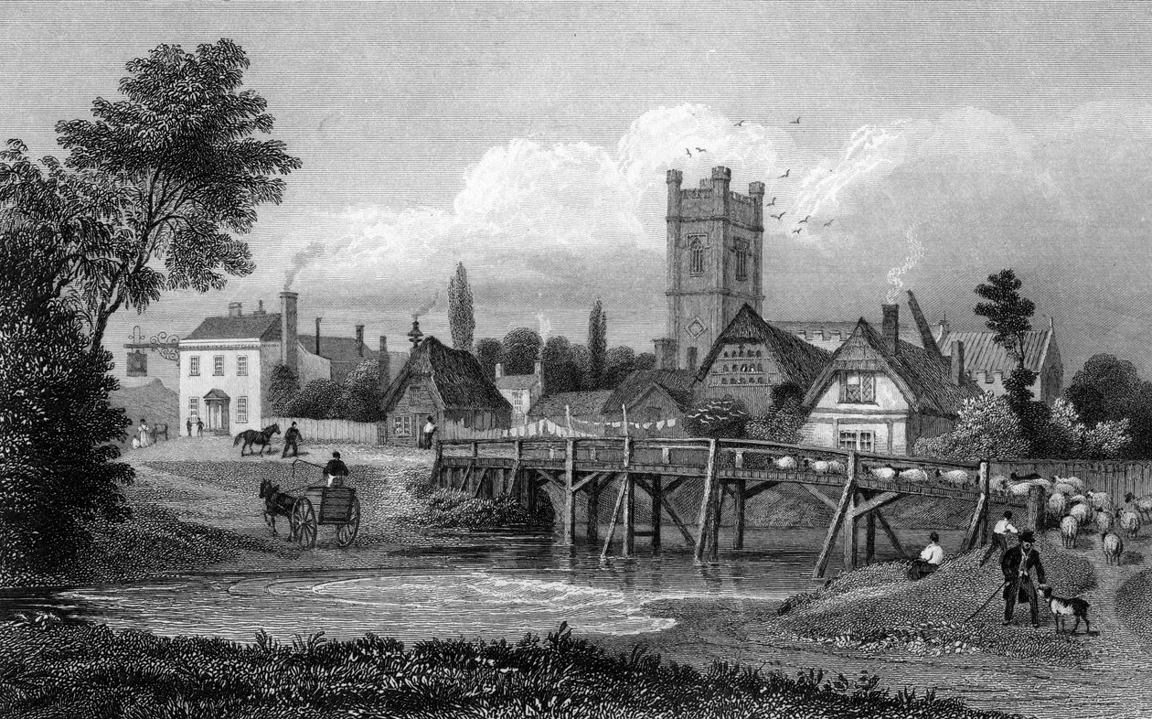 Easton, nära Great Dunmow, Essex, graverad av Henry Adlard, 1832 av Thomas Mann Baynes