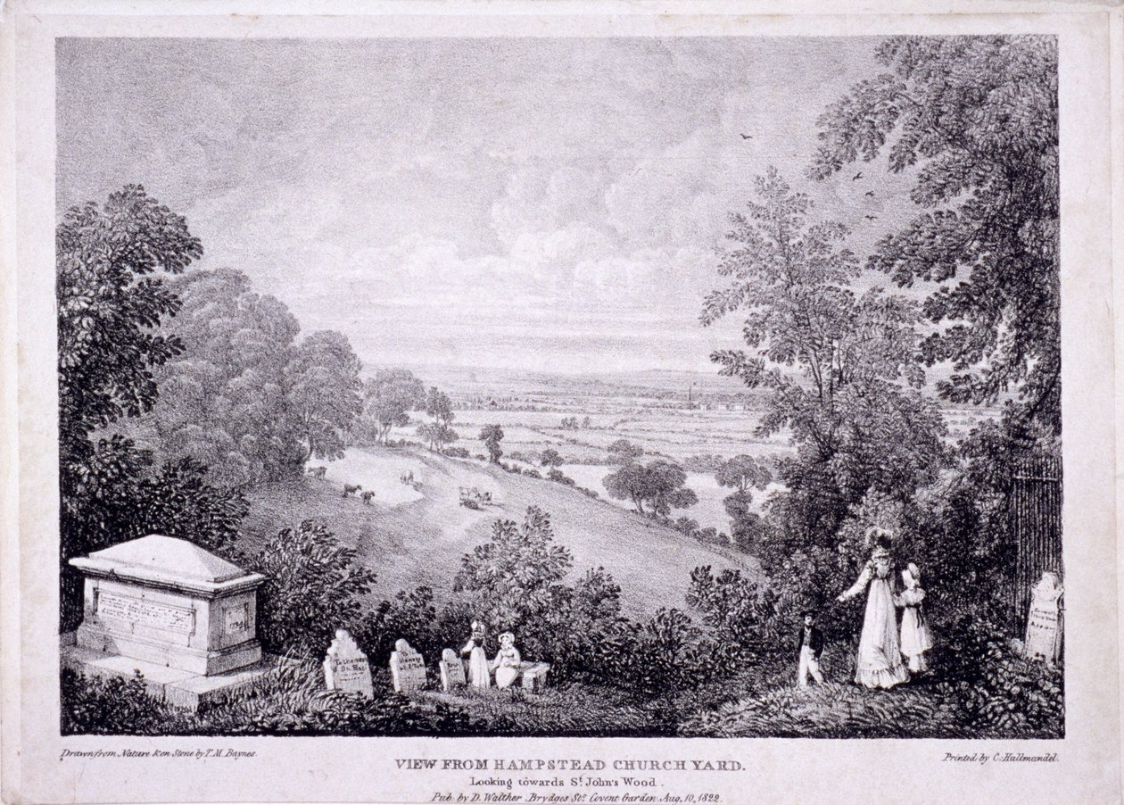 Översikt över Hampstead, London. 1822 av Thomas Mann Baynes