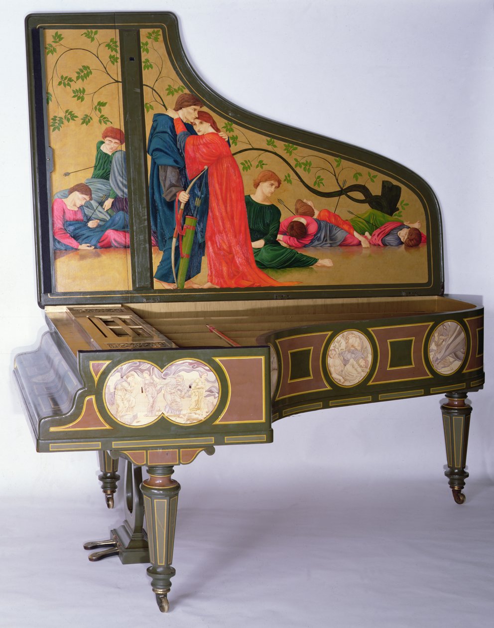 Konsertflygel av Sebastien Erard, ca 1850 (målat trä, ebenholts och elfenbenstangenter) av Thomas Matthews Rooke