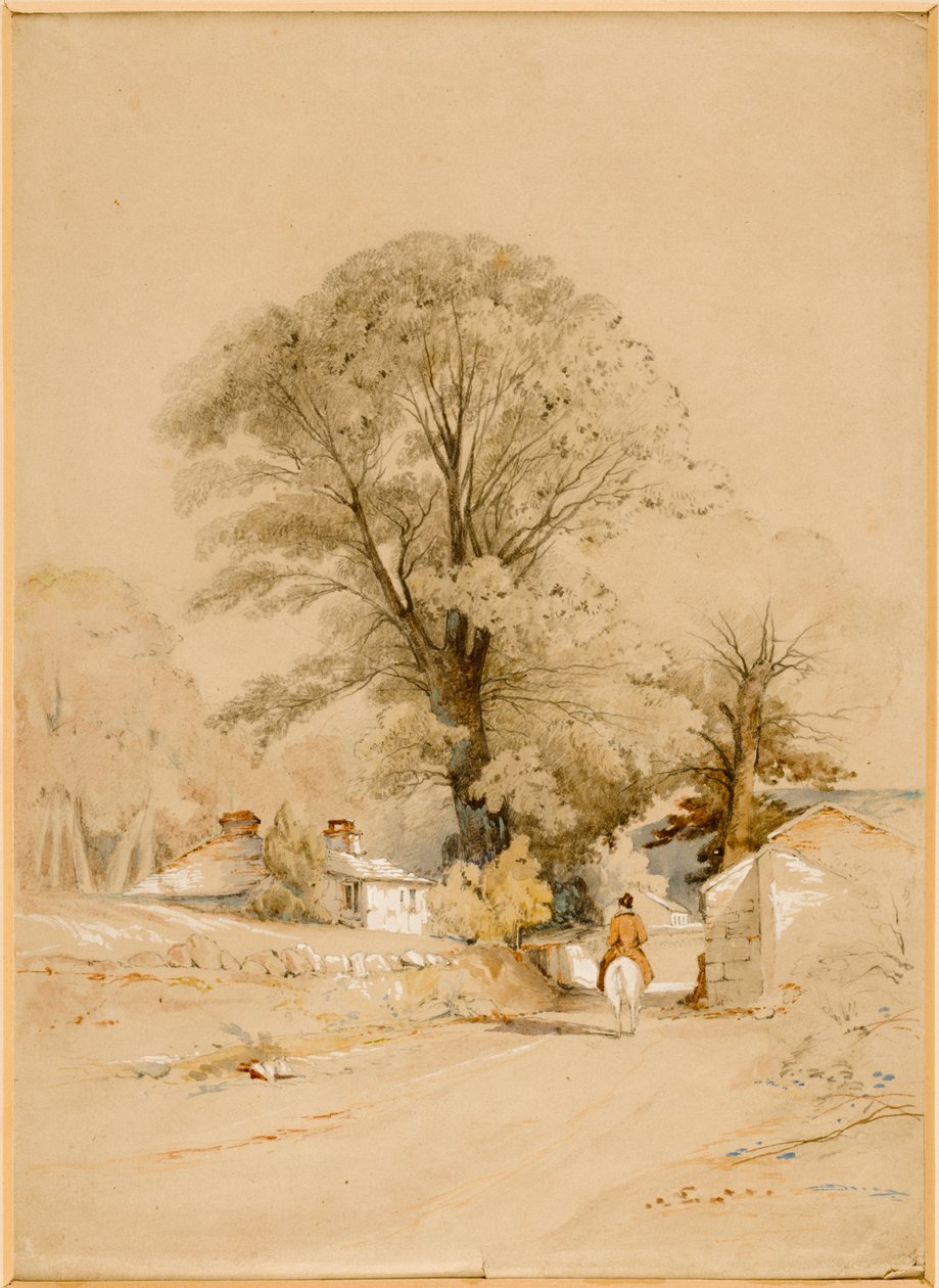 Landskapsgata med ryttare (kroppsfärg) av Thomas Miles II Richardson