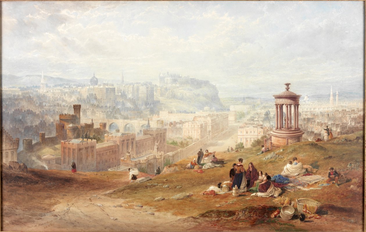 Edinburgh från Calton Hills (akvarell på papper) av Thomas Miles Richardson