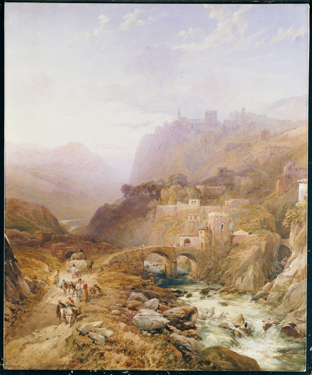 Figurer på vägen nedanför Fort Leon, Sicilien, 1879 av Thomas Miles Richardson