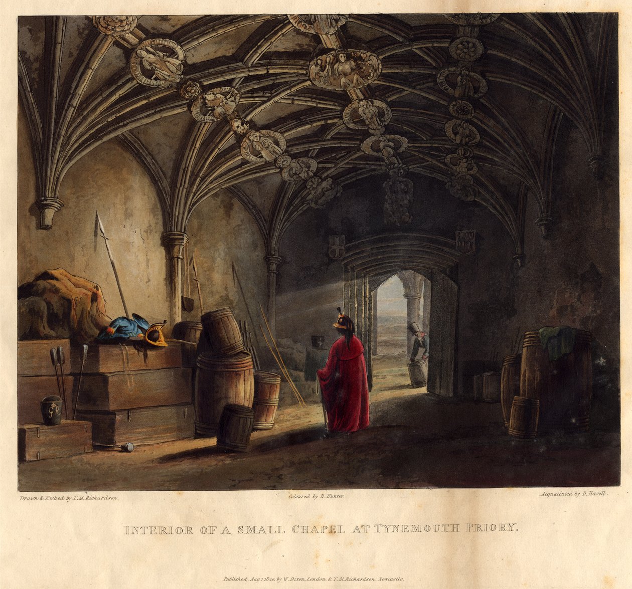 Interiör av ett litet kapell vid Tynemouth Priory, 1820 av Thomas Miles Richardson