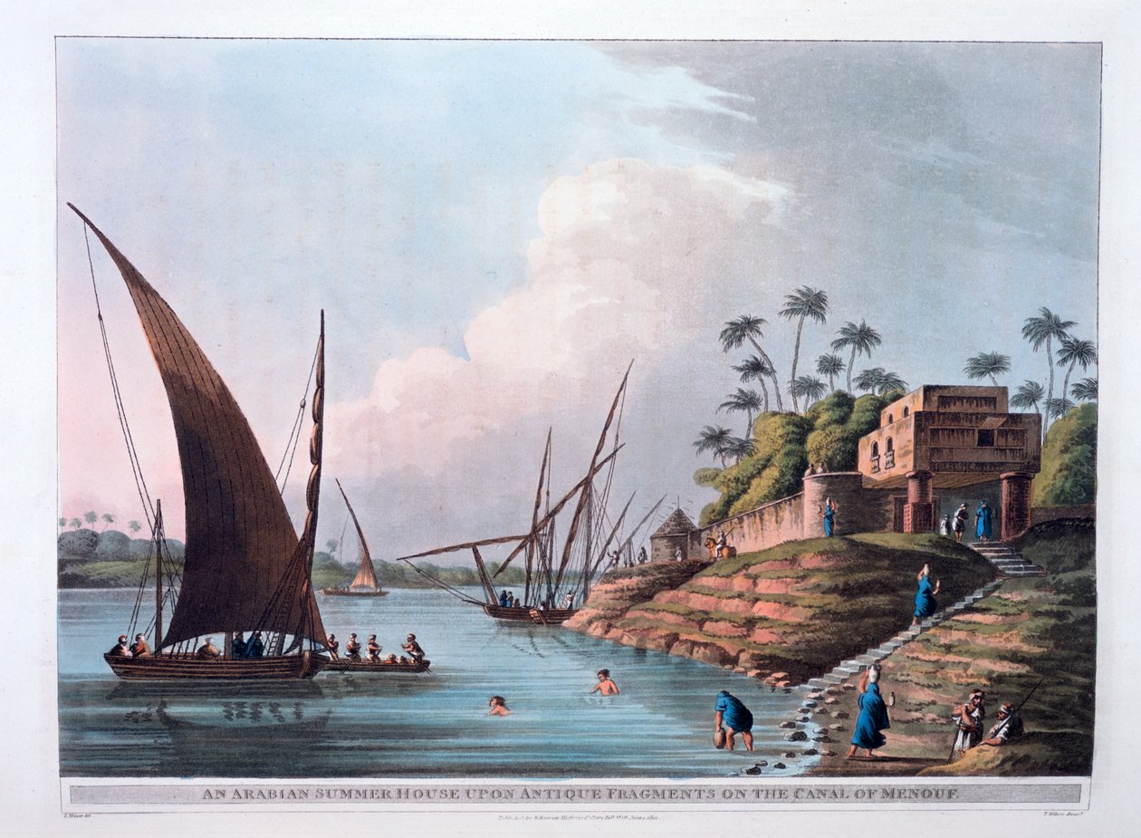Arabiskt sommarhus vid kanalen Menouf, Egypten, 1801 av Thomas Milton