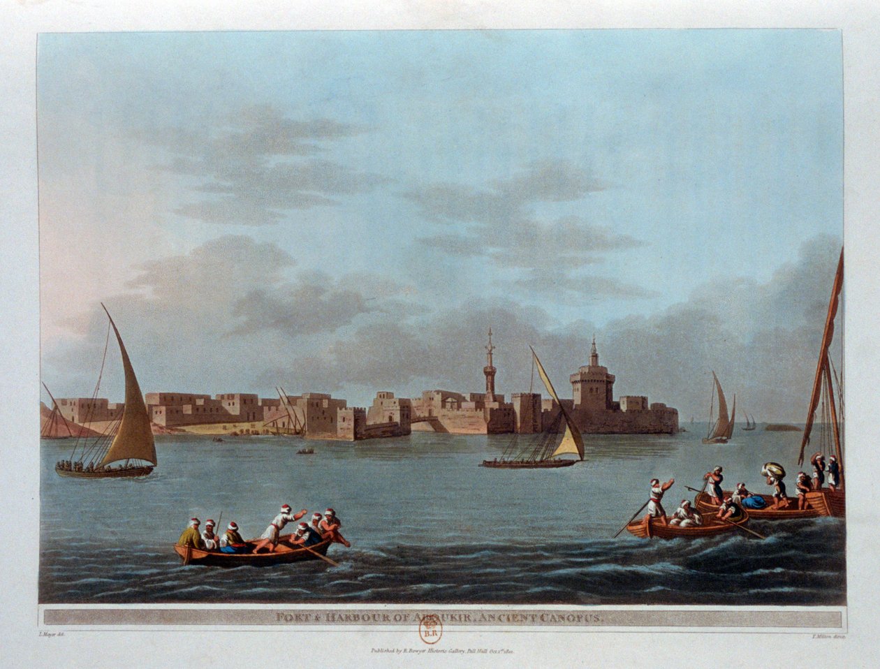 Fort och hamn i Aboukir, antika Canopus, Egypten, 1801 av Thomas Milton