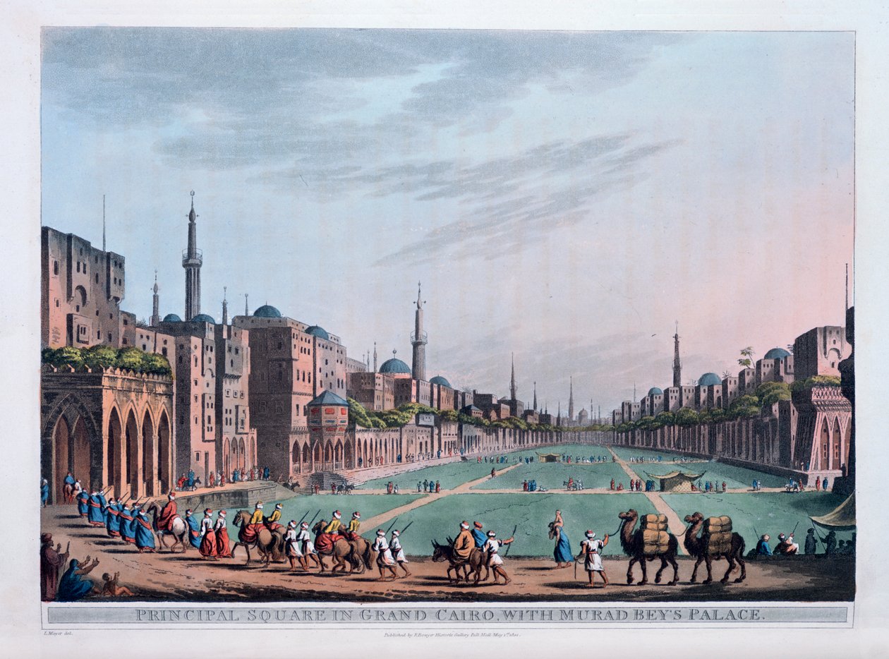 Huvudtorget i Grand Cairo, med Murad Beys-palatset, 1801 av Thomas Milton