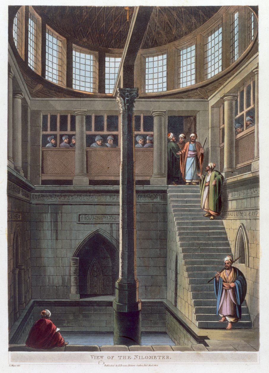 Utsikt över nilometern, Kairo, Egypten, 1802 av Thomas Milton