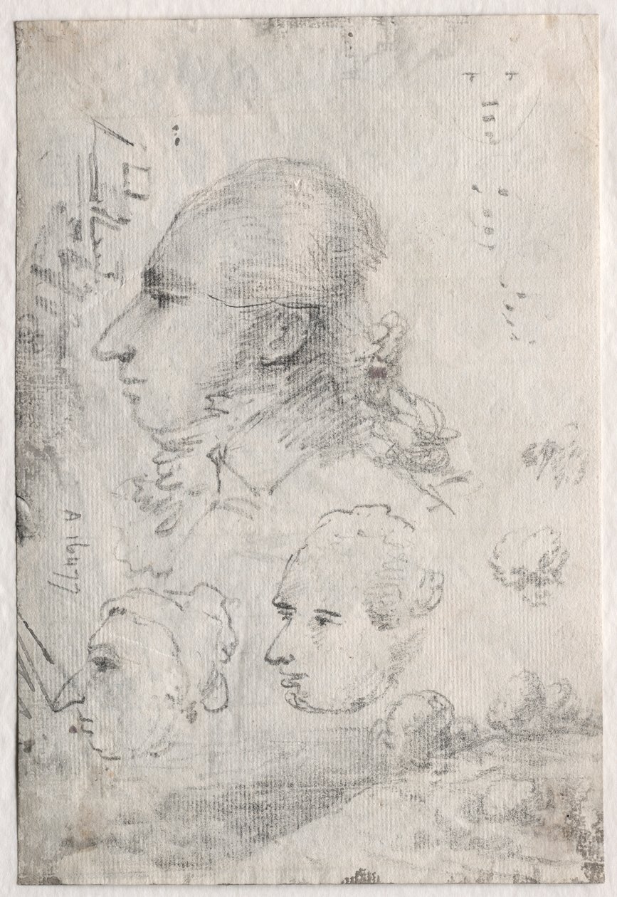 Studies of Heads verso, c. 1820-talet. av Thomas Monro