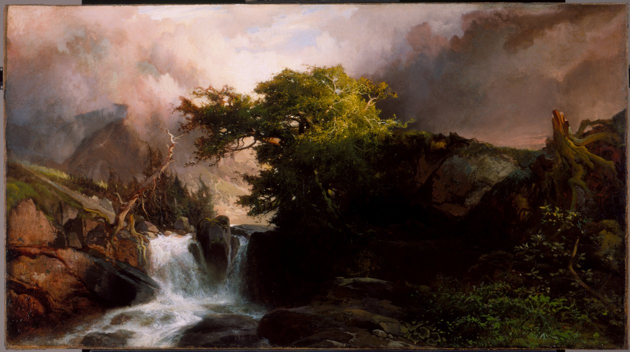 En bergsbäck, 1869 av Thomas Moran