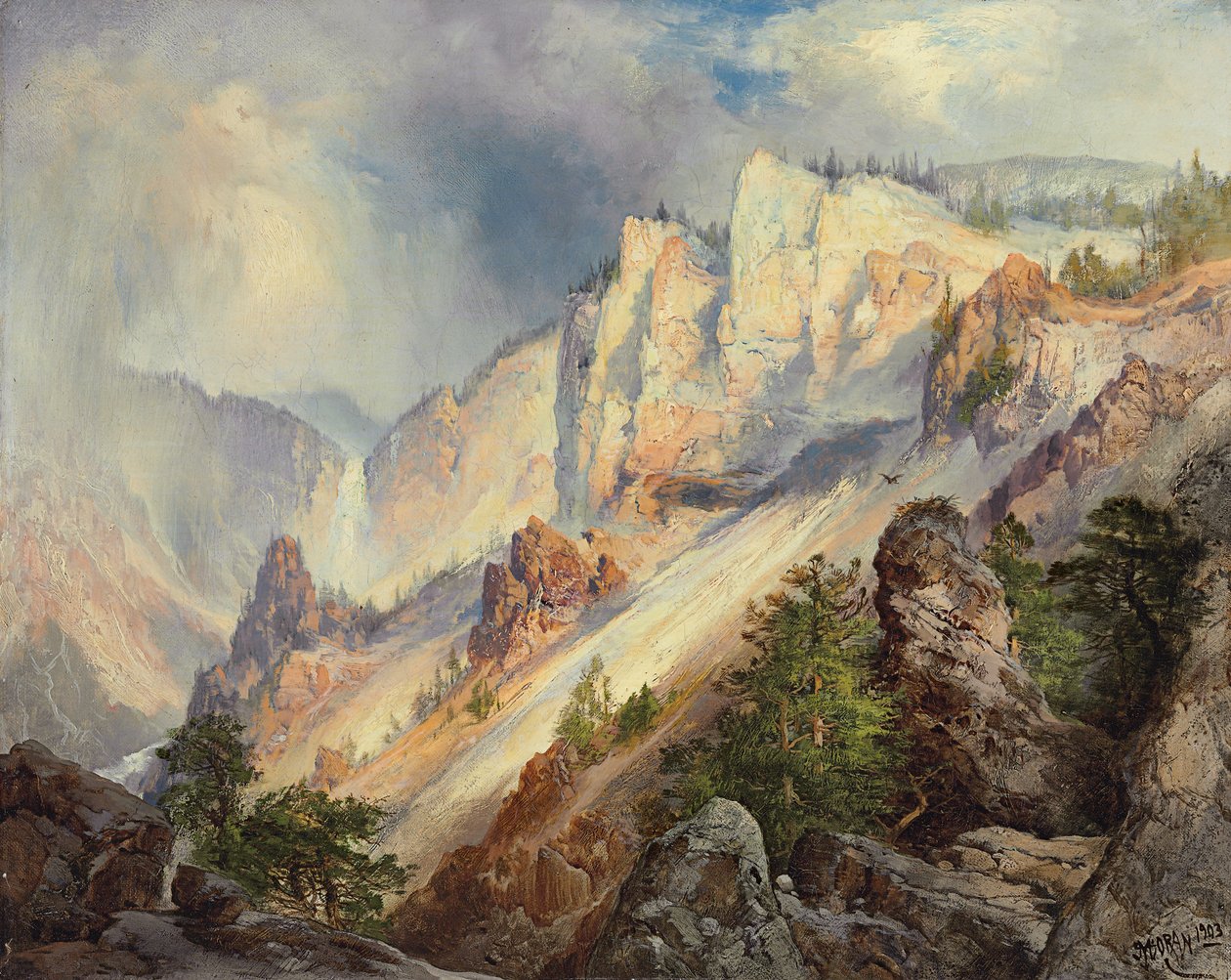 En övergående dusch i Yellowstone Canyon, 1903 av Thomas Moran