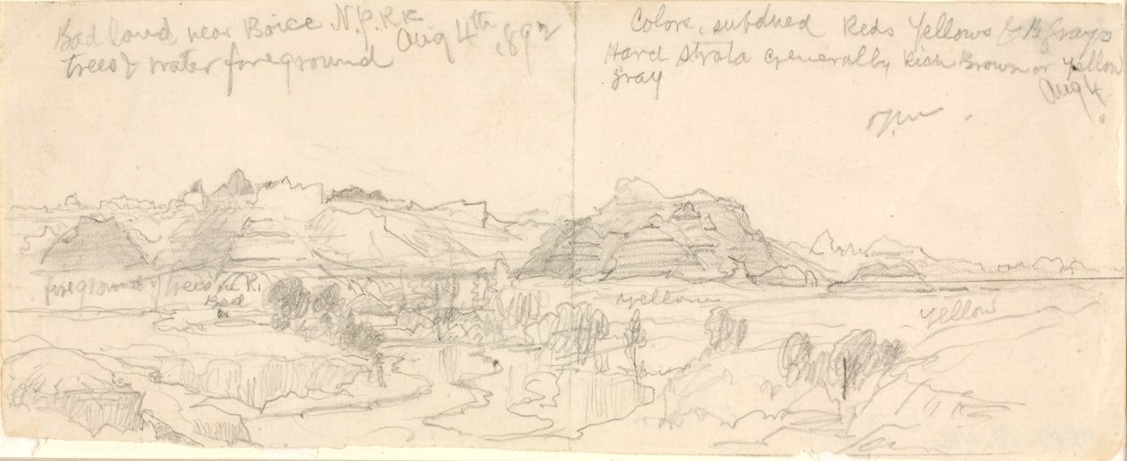 Bad Lands nära Boise, N.P.R.R. (No. Pacific Railroad) av Thomas Moran