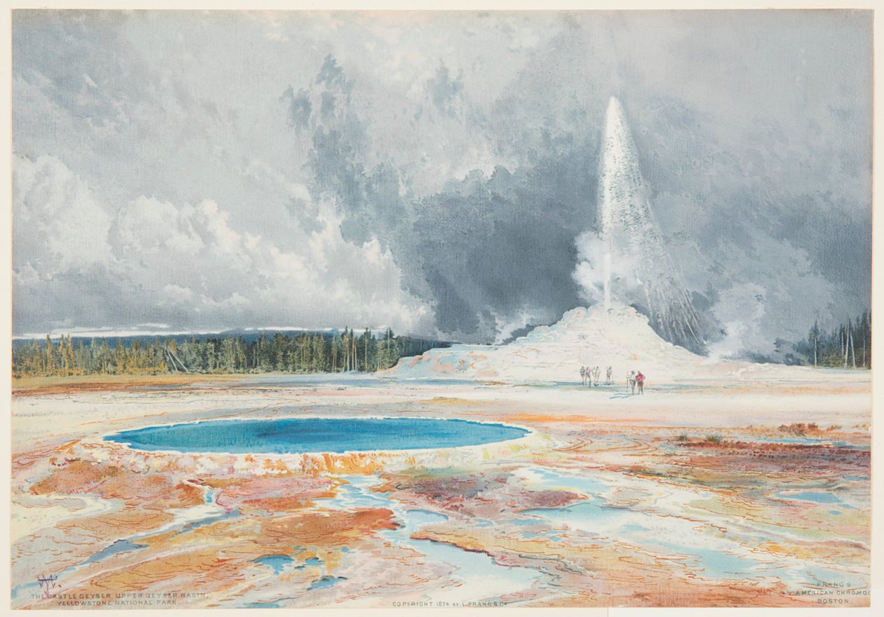 Castle-gejsern, Övre gejserbassängen, Yellowstone nationalpark av Thomas Moran