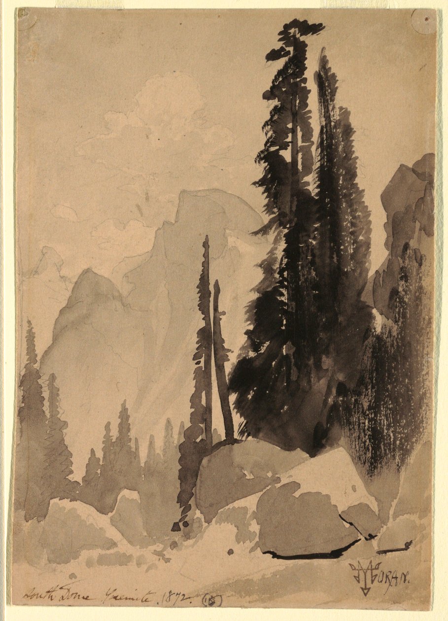 Teckning, Half Dome, Yosemite, 1872 av Thomas Moran