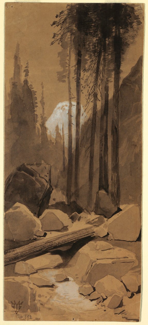 Teckning, I Yosemite Valley, 1872 av Thomas Moran