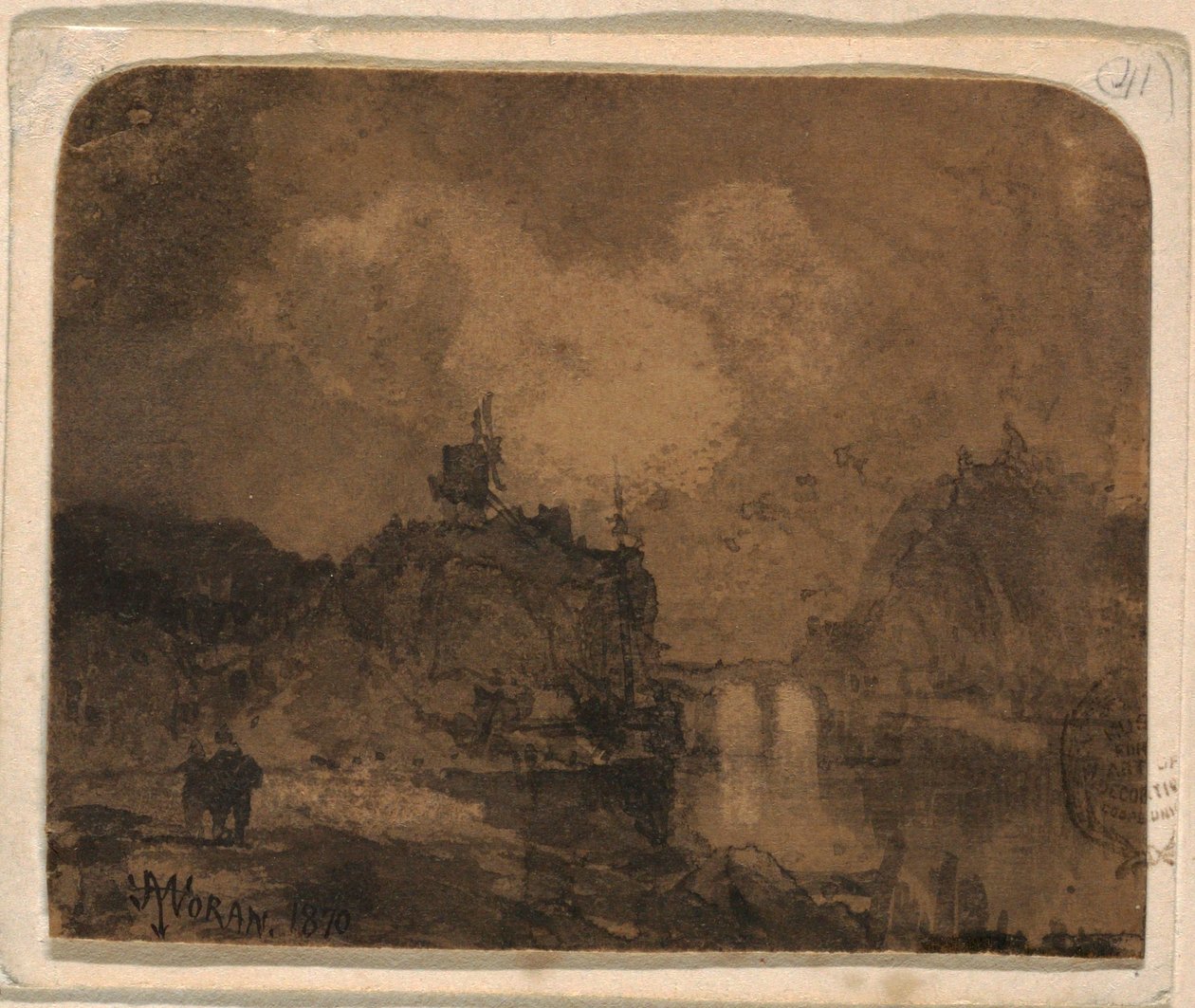 Teckning, Flodscen, Grand Canyon, Colorado, 1870 av Thomas Moran