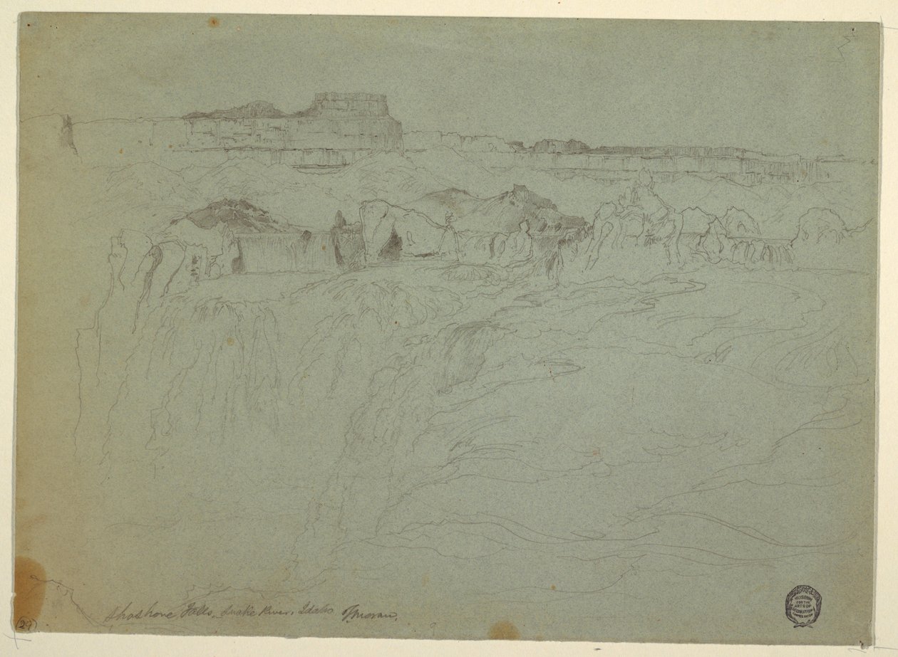 Teckning, Shoshone Falls, Snake River, Idaho, 1875 av Thomas Moran