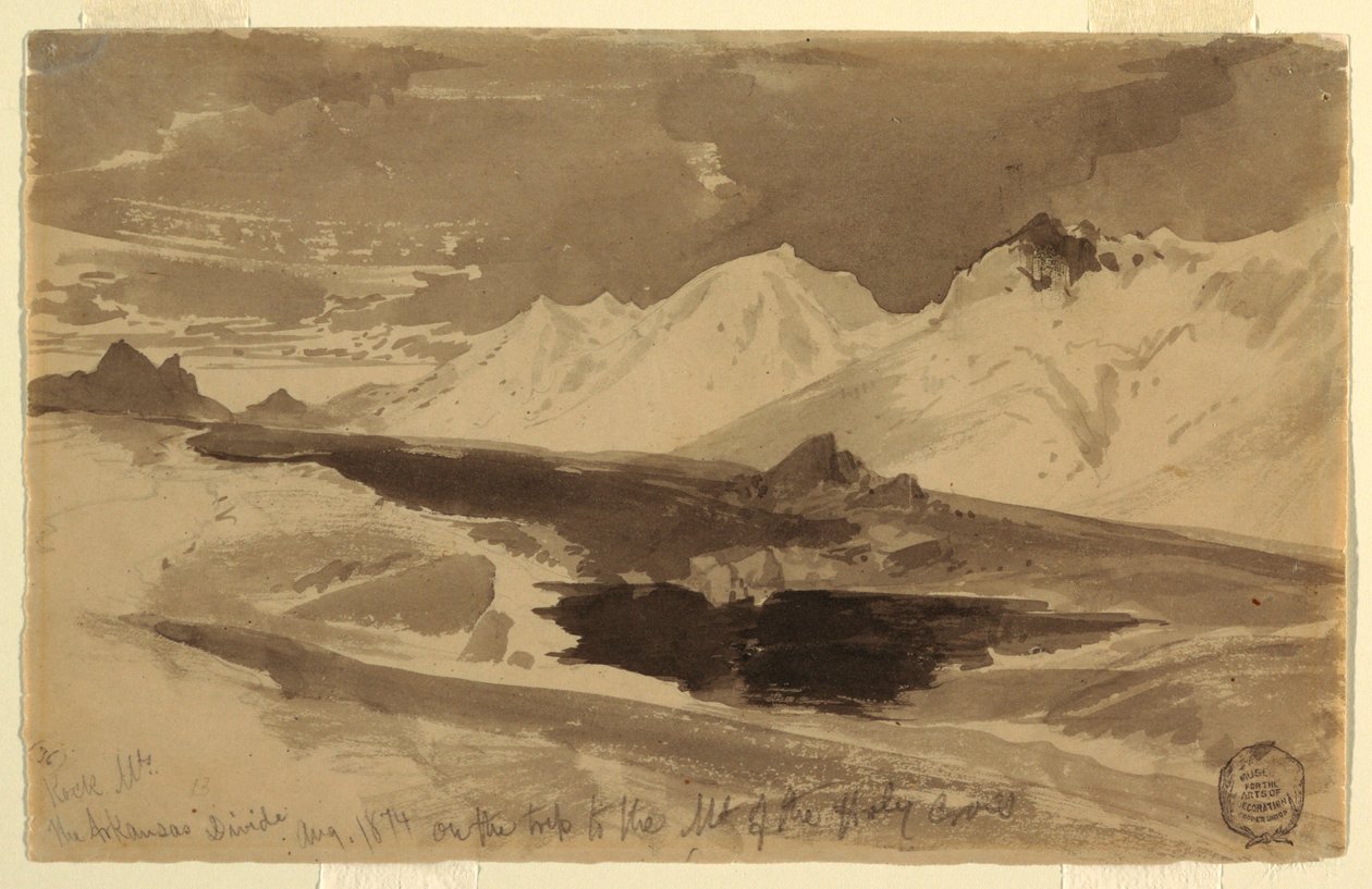 Teckning, The Arkansas Divide, augusti 1874 av Thomas Moran
