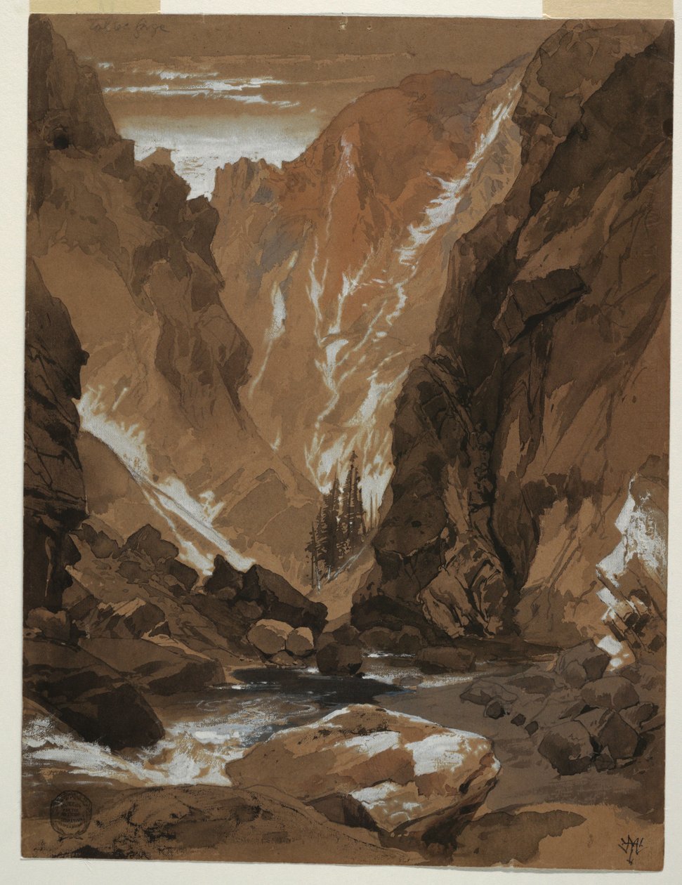 Teckning, Toltec Gorge, Colorado, 1881 av Thomas Moran