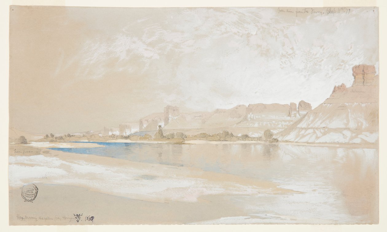 Green River från Ferry, Wyoming Territory av Thomas Moran