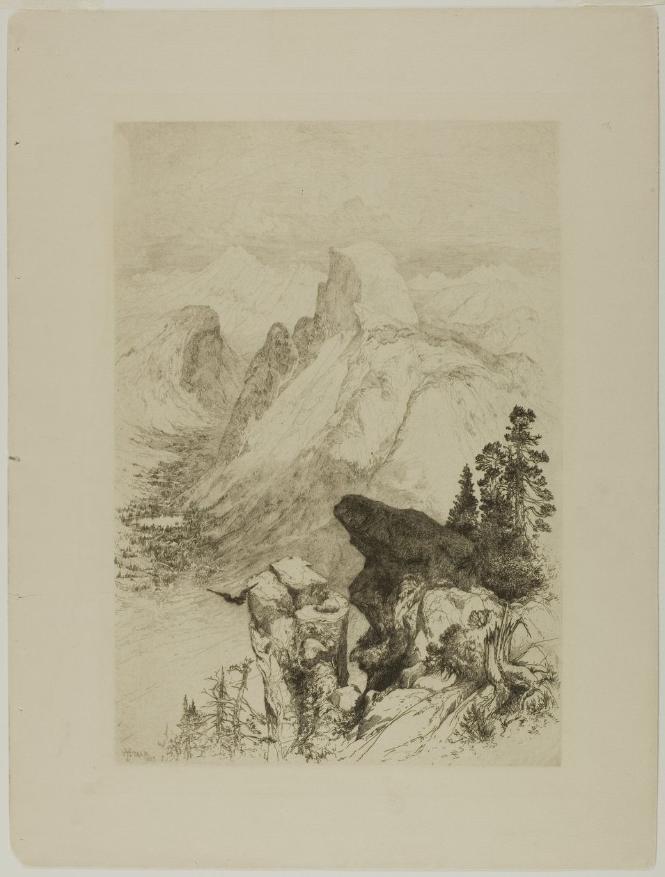 Half-Dome, utsikt från Moran Point av Thomas Moran