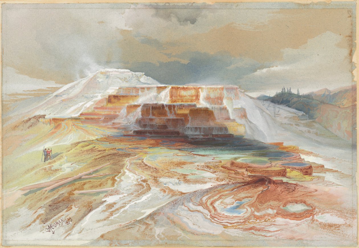 Varma källor vid Gardiner River, Yellowstone av Thomas Moran